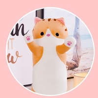 Chat mignon de bande dessinée en forme de poupée jouet en peluche jouet dormant cadeau décoratif oreiller à long jet