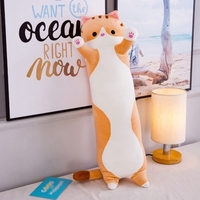 Chat mignon de bande dessinée en forme de poupée jouet en peluche jouet dormant cadeau décoratif oreiller à long jet