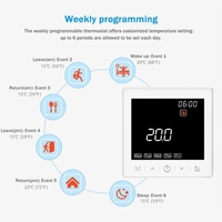 Chauffage au sol et ventilo-convecteur pour système à 2 tuyaux Thermostat WIFI/485 Modbus avec application et commande vocale Écran LCD 3, 5 pouces Thermostat programmable intelligent Verrouillage enfant Prévision météo