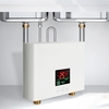 Chauffe-Eau Instantané 3KW Mini Chauffe-Eau Électrique Sans Réservoir Mural avec Affichage LED Réglage de la Température à 3 Niveaux Télécommande pour Maison Cuisine Salle de Bains