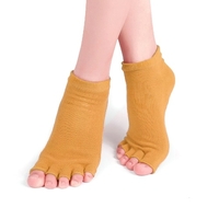 Chaussettes de yoga en coton à bout ouvert antidérapant avec poignées pour femmes Pilates Ballet Dance Workout Chaussettes de sport