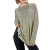 Chemise de sport femme col rond à manches longues épissure en maille respirant séchage rapide anti-humidité course à pied Gym Yoga vêtements de sport