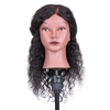 Cheveux bouclés Mannequin Tête Coiffure Formation Tête pour Coiffure Pratique Cheveux Tressage Tête Dummy avec 100% de Cheveux Humains Noir