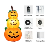 Citrouille Halloween Inflatables 4FT citrouilles LED exploser terreur accessoires gonflables avec des attaches de piquets fixes pour la décoration extérieure de fête de cour de jardin