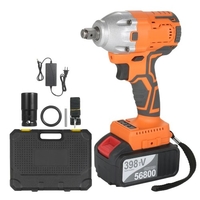 Clé à chocs sans fil sans balai 1/2 pouce 380Nm à couple élevé 4.0A Li-ion Batterie Chargeur rapide à vitesse variable avec prise de boîte de transport pour moto à la maison