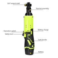 Clé électrique rechargeable multifonctionnelle 12.0V sans fil 3/8 pouces 90 ° clé à cliquet à angle droit outil électrique de pilote de poche