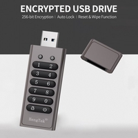 Clé USB cryptée 128 Go 256 bits Clé USB sécurisée avec mot de passe Clé USB3.0 U Prise en charge du disque Fonction de réinitialisation/effacement/verrouillage automatique,  gris