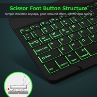 Clavier BT sans fil 10 pouces Clavier BT rechargeable ultra-mince Compatible avec trois systèmes Effet de lumière mixte Noir