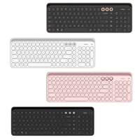 Clavier de bureau bimode MIIIW 102 touches sans fil BT et 2, 4 GHz avec support en caoutchouc souple intégré Compatible multi-système Or et noir