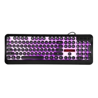 Clavier de jeu filaire USB clavier Steampunk rétroéclairé rétro-éclairé rond Keycap panneau métallique 104 touches pour ordinateur portable PC