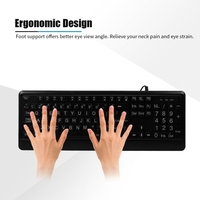 Clavier large câblé blanc Lettres Jumbo Gras Clavier Rétro-Éclairé Silencieux avec Caractères Surdimensionnés 104 touches pour les aînés et les malvoyants