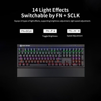Clavier mécanique de jeu Magic Refiner MK15 108 touches N roulement de touches câblées Clavier flottant 14 effets de lumière Commutateur bleu avec repose-poignet détachable Noir