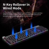Clavier mécanique Motospeed GK81 filaire et rétro-éclairage à double mode 2, 4 G,  commutateur RVB à profil bas,  clavier 104 touches,  touche N,  capotage flottant,  touches pour PC,  commutateur rouge