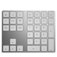 Clavier numérique sans fil en aluminium 34 touches clavier BT Clavier intégré avec batterie rechargeable pour Windows / iOS / Android (Argent)