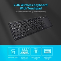 Clavier sans fil 2.4G avec pavé tactile multifonctionnel Clavier portable de bureau ultra-mince à 78 touches pour Windows / Android noir