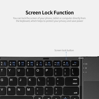 Clavier sans fil BT Clavier pliant Portable Ultra Slim BT Clavier avec pavé tactile pour Windows/Android/iOS Gris