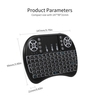 Clavier Souris Air 2.4G sans fil RF télécommande rétro-éclairé télécommande multimédia Pavé tactile rechargeable Clavier à main (Noir)