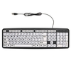 Clavier USB filaire avec grandes lettres blanches lettres noires