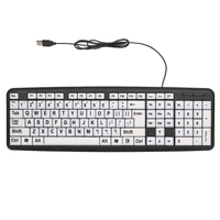 Clavier USB filaire avec grandes lettres blanches lettres noires