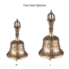 Cloche à main en bronze de cloche bouddhiste tibétaine avec rembourrage Vajra pour la prière de méditation