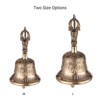 Cloche à main en bronze de cloche bouddhiste tibétaine avec rembourrage Vajra pour la prière de méditation