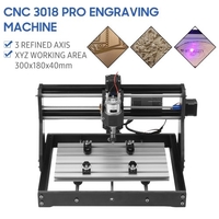 CNC 3018 Pro Router Kit GRBL Control 3 Axis avec Contrôleur Hors Ligne Plastique Acrylique PCB PVC Sculpture sur Bois Fraisage Gravure Zone de Travail XYZ 300x180x40mm (Pas de Module Laser)