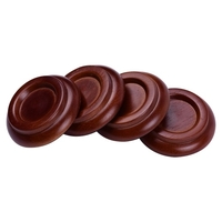 Coaster de tasses de roulette de piano droit en bois massif avec coussinet antidérapant en EVA,  4 pièces / ensemble