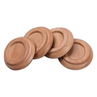 Coaster de tasses de roulette de piano droit en bois massif avec coussinet antidérapant en EVA,  4 pièces / ensemble