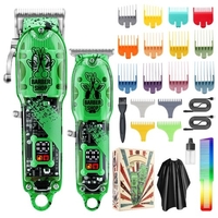 Coiffeuse électrique Coiffeuse sans fil Trousse de coupe de cheveux pour hommes avec 16 peignes-guides Trousse de coupe de cheveux et de toilette Coiffe de cap pour salon Coiffure de coiffure Utilisation à domicile