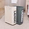 Coin Mince Pliable Oxford Tissu Panier À Linge Bin Mesh Cordon Cordon Vêtements Vêtements Panier avec 4 Tiges De Support Roues Universelles - Beige
