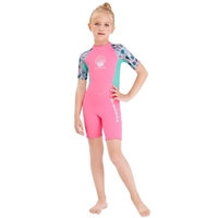 Combinaison de plongée courte pour filles Maillot de bain de plongée une pièce Shorty avec fermeture à glissière Combinaison de surf à manches courtes à séchage rapide pour les sports nautiques