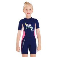 Combinaison de plongée courte pour filles Maillot de bain de plongée une pièce Shorty avec fermeture à glissière Combinaison de surf à manches courtes à séchage rapide pour les sports nautiques