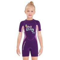 Combinaison de plongée courte pour filles Maillot de bain de plongée une pièce Shorty avec fermeture à glissière Combinaison de surf à manches courtes à séchage rapide pour les sports nautiques