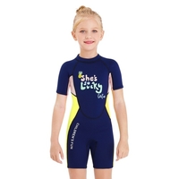 Combinaison de plongée courte pour filles Maillot de bain de plongée une pièce Shorty avec fermeture à glissière Combinaison de surf à manches courtes à séchage rapide pour les sports nautiques