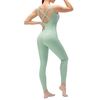 Combinaison de yoga pour femmes avec poches Leggings sans manches dos ouvert Body d