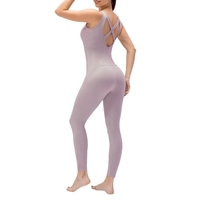 Combinaison de yoga pour femmes avec poches Leggings sans manches dos ouvert Body d