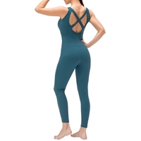 Combinaison de yoga pour femmes avec poches Leggings sans manches dos ouvert Body d