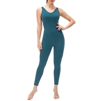 Combinaison de yoga pour femmes avec poches Leggings sans manches dos ouvert Body d