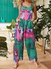 Combinaison femme avec poches sans manches jambes larges salopette grande taille