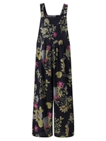 Combinaison femme avec poches sans manches jambes larges salopette grande taille