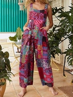 Combinaison femme avec poches sans manches jambes larges salopette grande taille