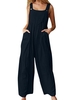 Combinaison femme avec poches sans manches jambes larges salopette grande taille