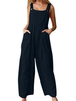 Combinaison femme avec poches sans manches jambes larges salopette grande taille