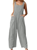 Combinaison femme avec poches sans manches jambes larges salopette grande taille