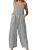 Combinaison femme avec poches sans manches jambes larges salopette grande taille