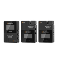 COMICA BoomX-D PRO D2 One-Trigger-Two Système de microphone sans fil double canal 2.4G Carte mémoire 8G intégrée Modes de sortie numériques et analogiques Portée effective de 100 m pour appareils photo reflex numériques sans miroir Smartphones Ordi