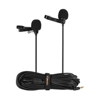 Comica CVM-D02 Microphone cravate à double tête Clip-on Omnidirectional Condenser Mic Câble Longueur 6m / 19, 7ft