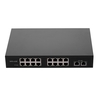 Commutateur POE ZWD-16 + 2BZQN 16FE + 2GE avec 16 ports POE Commutateur POE standard Gigabit Uplink IEEE 802.3af Alimentation pour caméra IP Prise sans fil UK