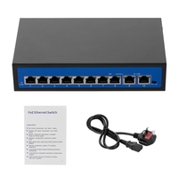 Commutateur POE ZWD-8 + 2BZDN-X 8 + 2 8 Port Ethernet 2 Port Ethernet de liaison montante 2, 0 Gbit / s pour caméra IP Prise AP britannique Prise de connexion sans fil