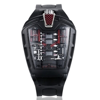 Concept de voiture de sport toxique Racing Compartiment moteur à six cylindres de style mécanique Montre créative Montre de mode tendance pour hommes